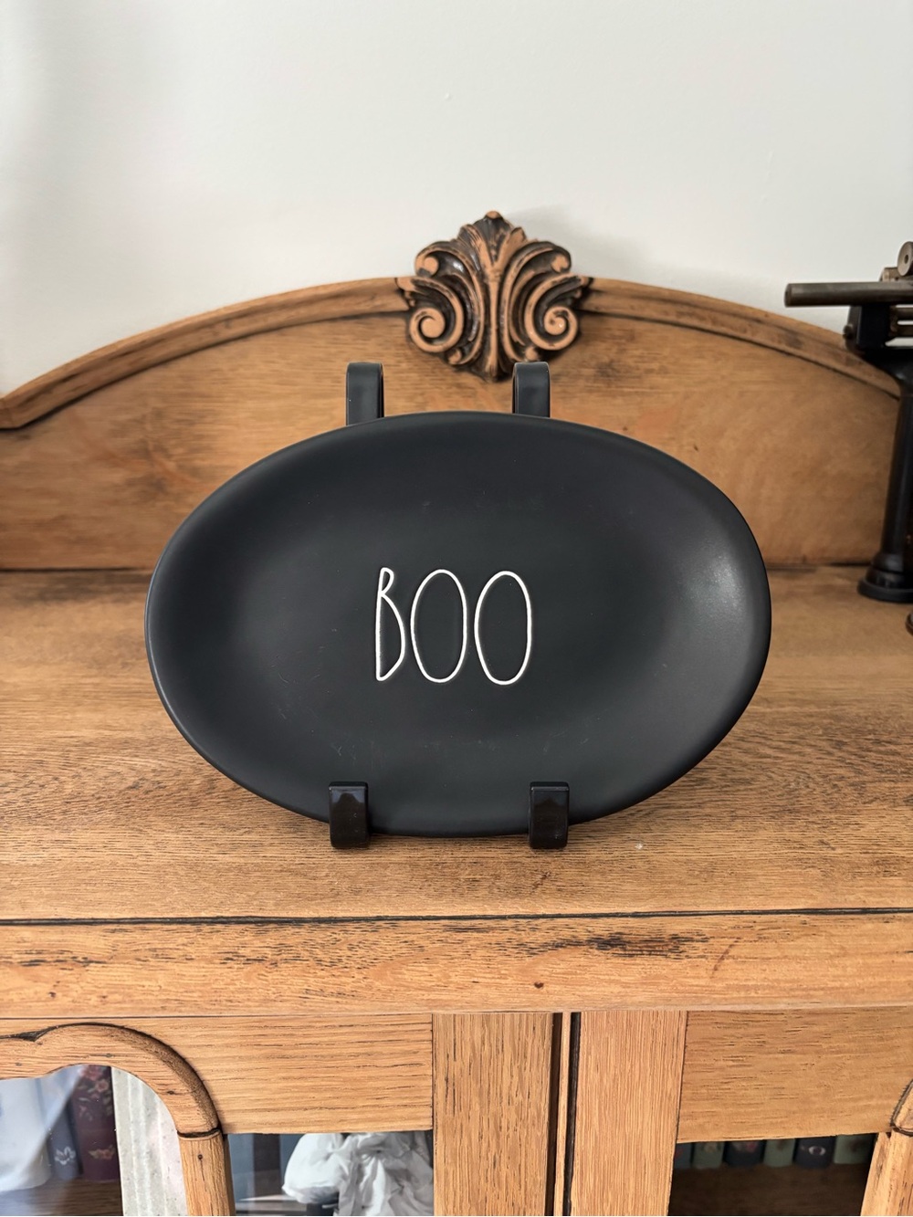 Rae Dunn Black "BOO" Oval Serving Plate
